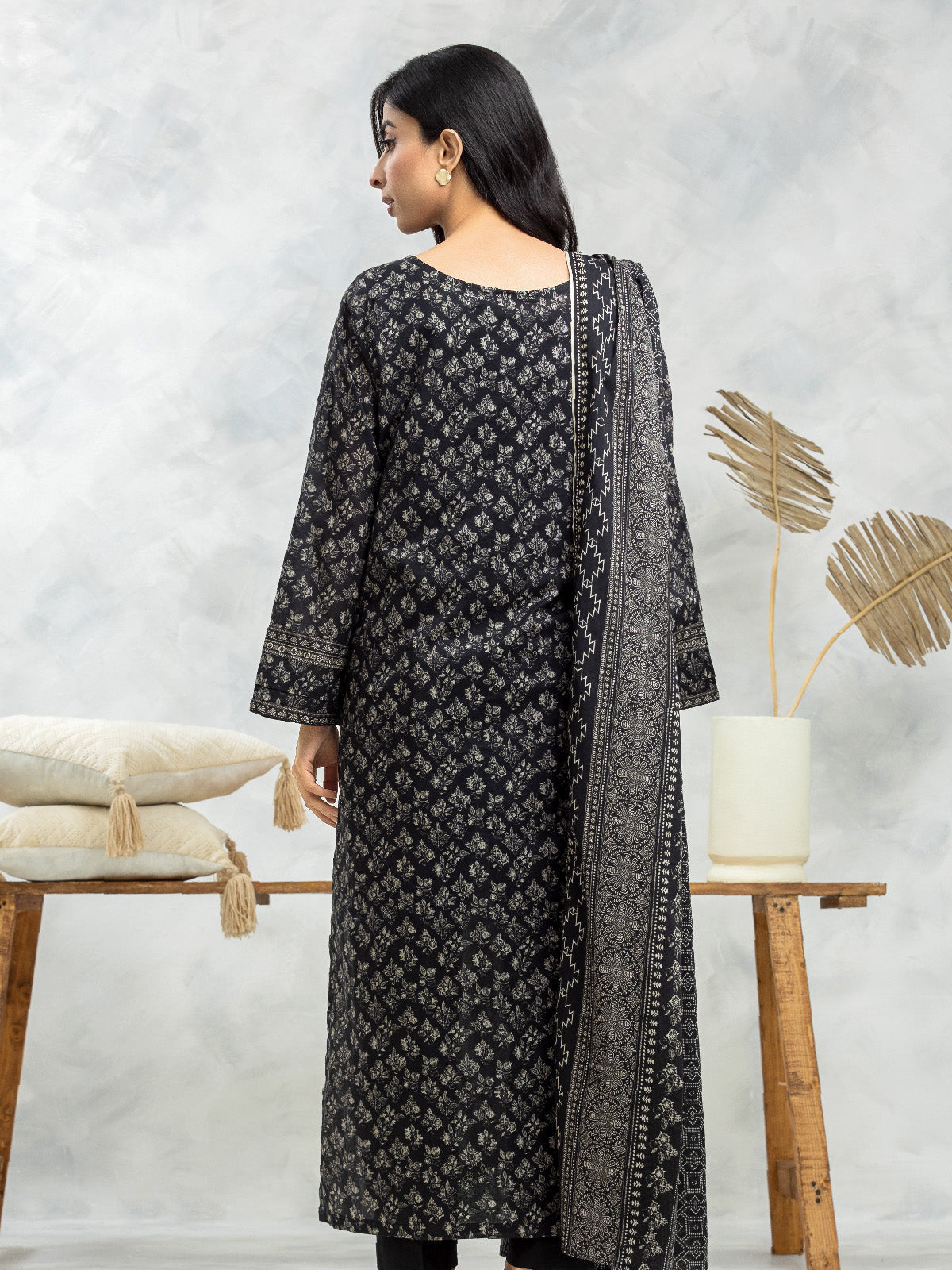 Unstitched Black Printed Lawn 3 Piece