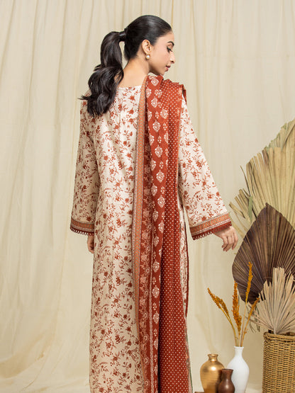 Unstitched Light Peach Printed Lawn 3 Piece