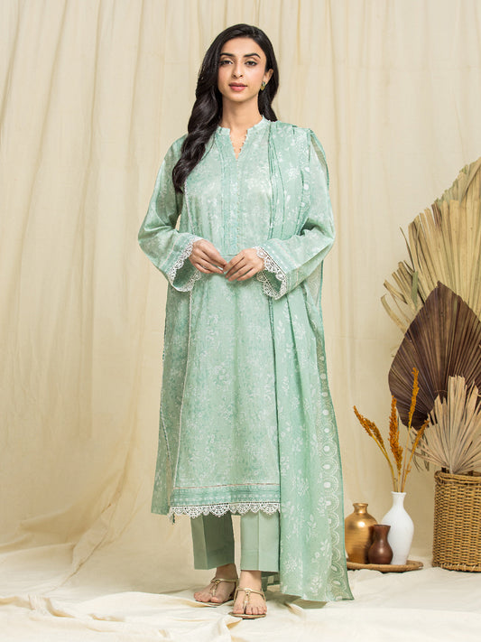 Unstitched Mint Green Printed Lawn 3 Piece