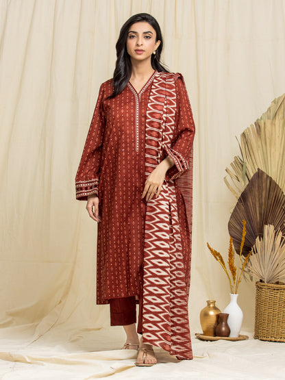 Unstitched Rust Printed Lawn 3 Piece