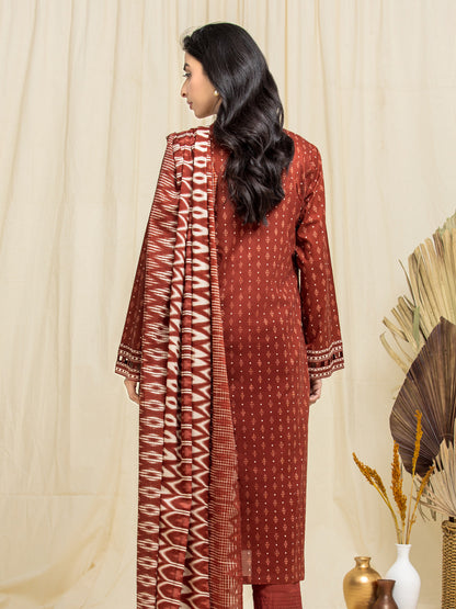 Unstitched Rust Printed Lawn 3 Piece