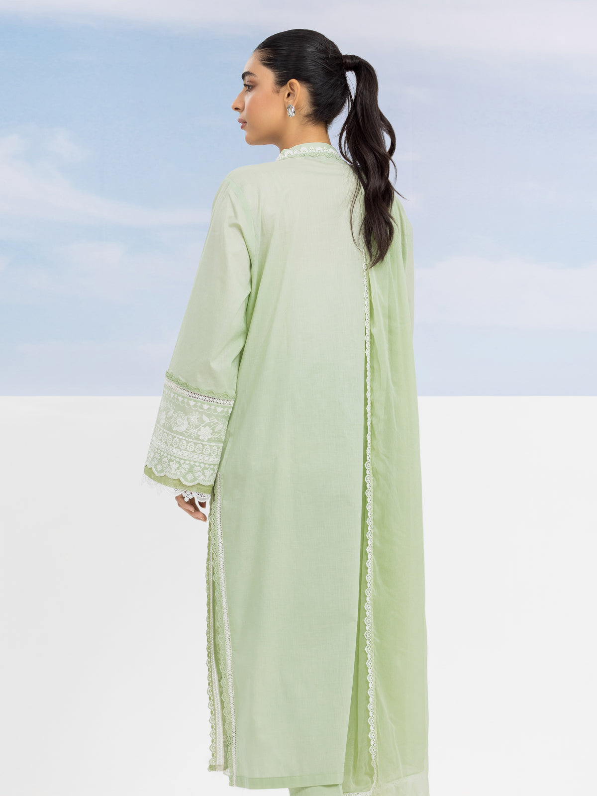 Unstitched Light Green Embroidered Cambric 3 Piece