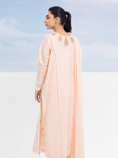 Unstitched Light Peach Embroidered Cambric 3 Piece