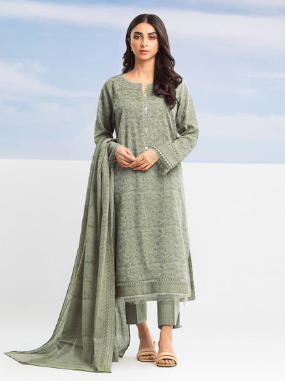 Unstitched Light Sage Jacquard 3 Piece