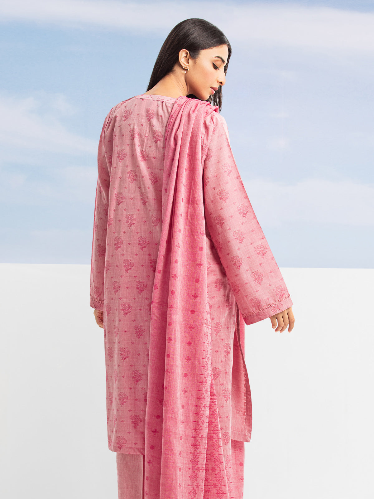 Unstitched Pink Jacquard 3 Piece