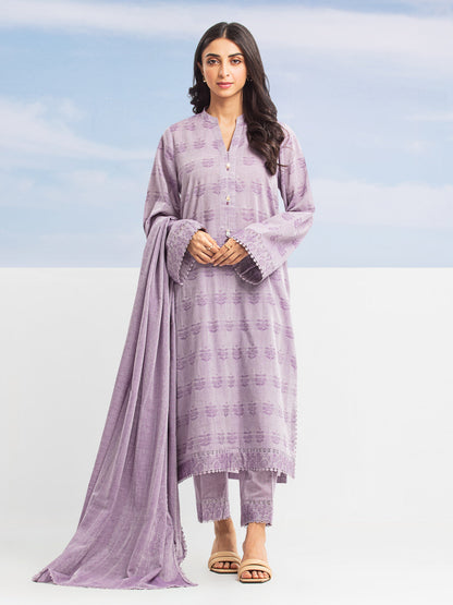 Unstitched Light Purple Embroidered Jacquard 3 Piece