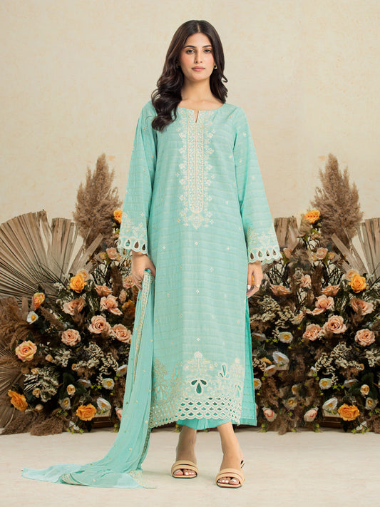 Unstitched Mint Green Embroidered Jacquard 3 Piece