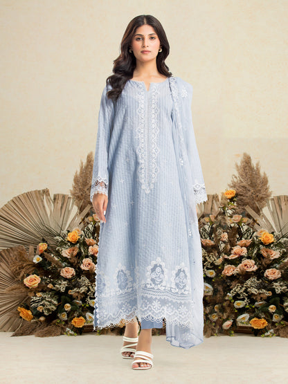 Unstitched Light Blue Embroidered Dobby 3 Piece