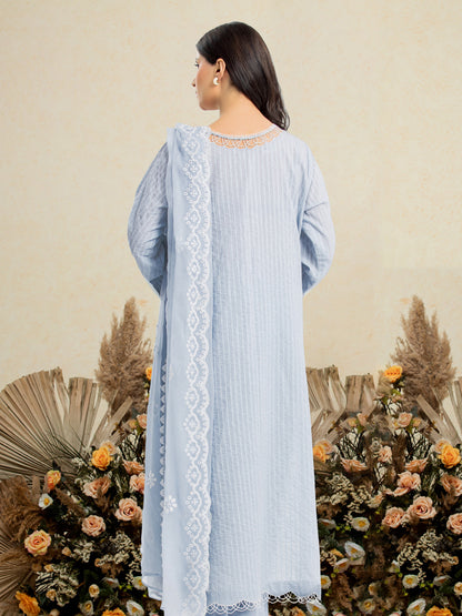 Unstitched Light Blue Embroidered Dobby 3 Piece