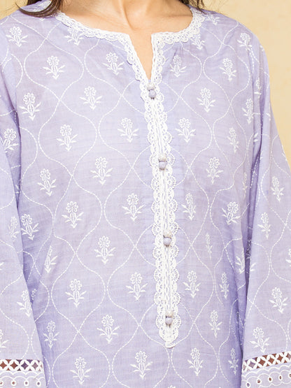 Unstitched Light Purple Embroidered Dobby 3 Piece