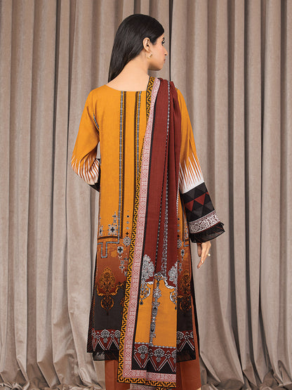 Unstitched Rust Embroidered Crepe 3 Piece