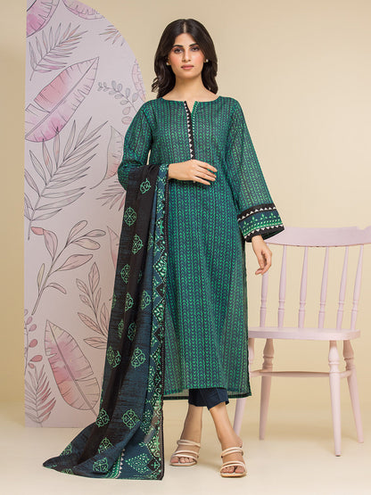 Unstitched Sea Green Printed Lawn 3 Piece