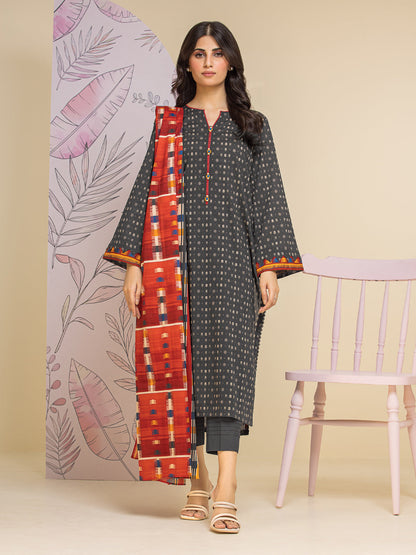 Unstitched Charcoal Printed Lawn 3 Piece