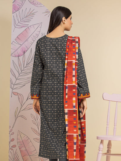 Unstitched Charcoal Printed Lawn 3 Piece