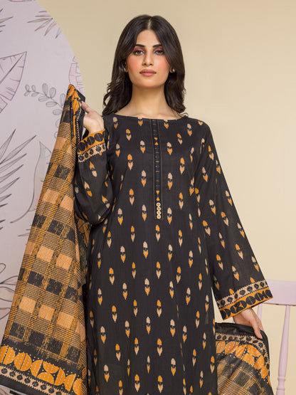 Unstitched Charcoal Printed Lawn 3 Piece