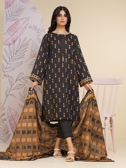 Unstitched Charcoal Printed Lawn 3 Piece