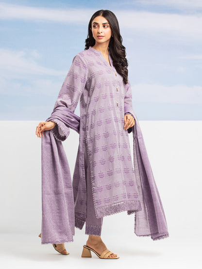 Unstitched Light Purple Embroidered Jacquard 3 Piece