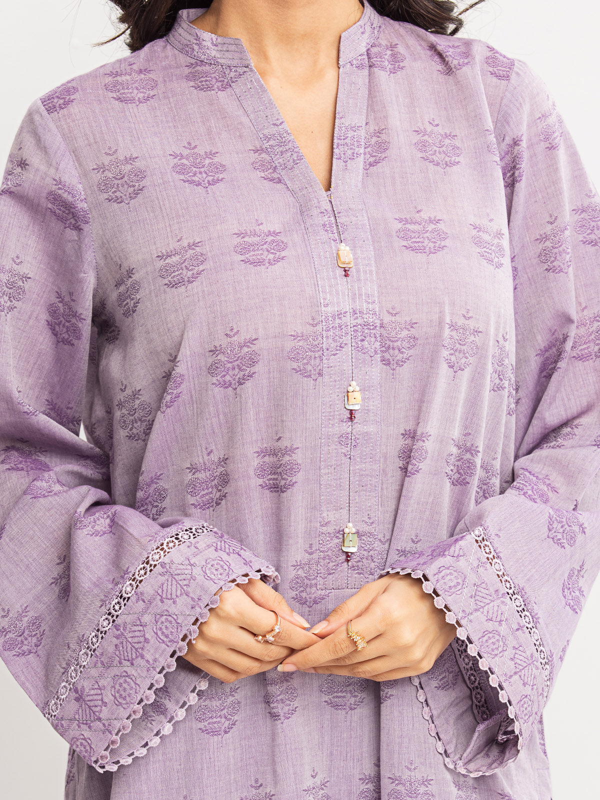 Unstitched Light Purple Embroidered Jacquard 3 Piece