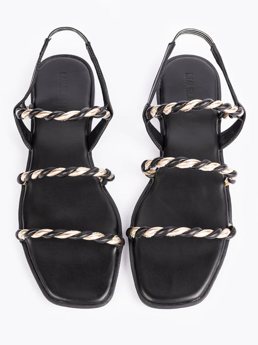 Twisted Tri-Strap Sandals