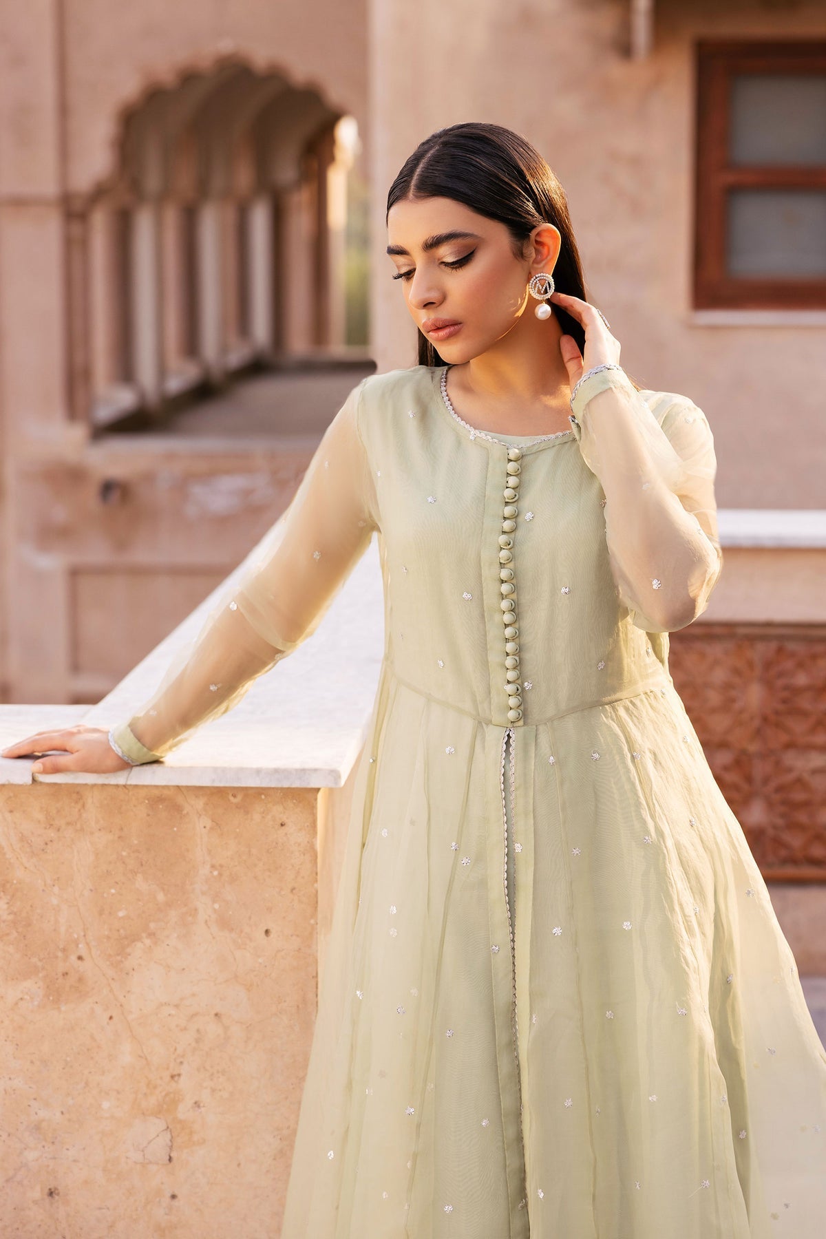 2 Piece Dyed Organza Suit