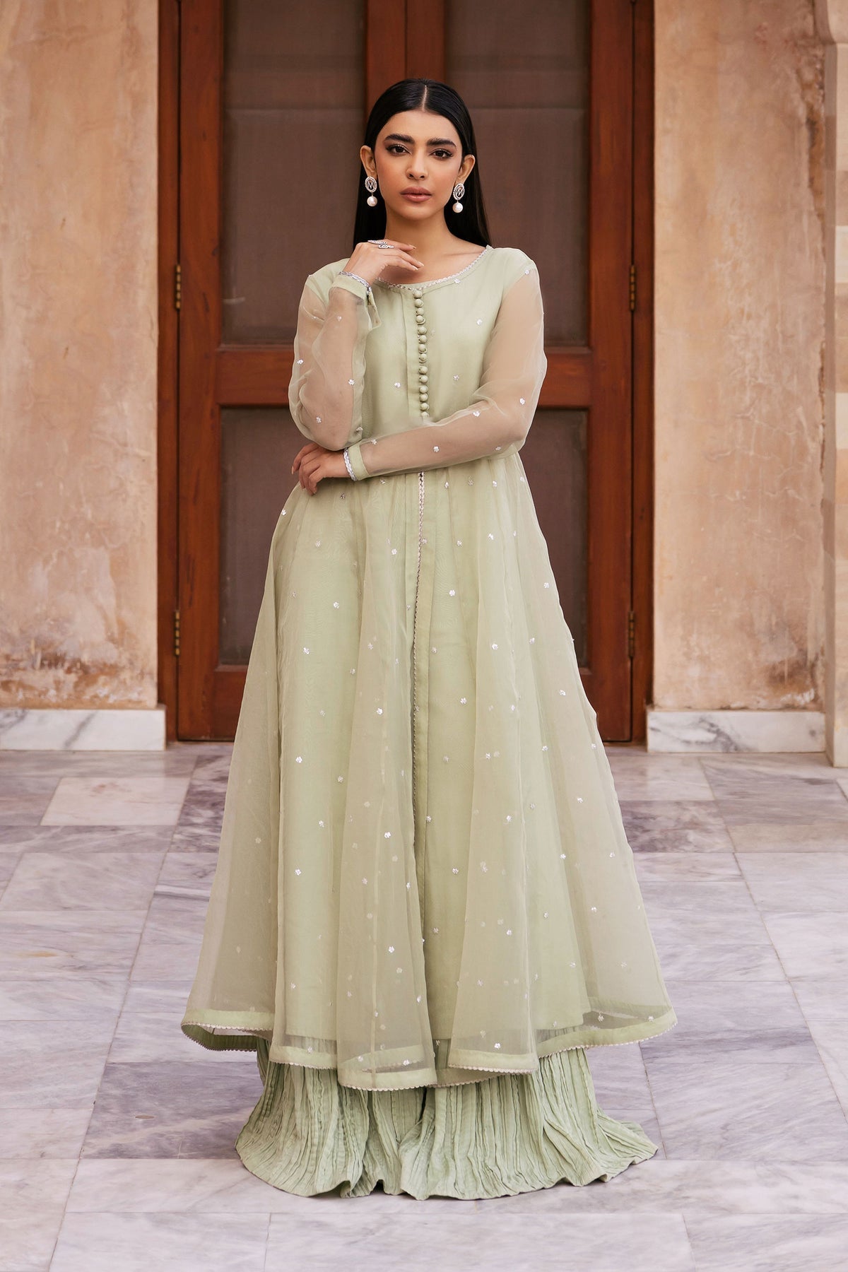 2 Piece Dyed Organza Suit