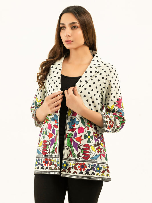 Printed Khaddar Cardigan