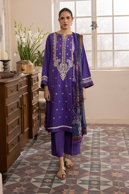 3 Piece Unstitched Purple Jacquard Embroidered